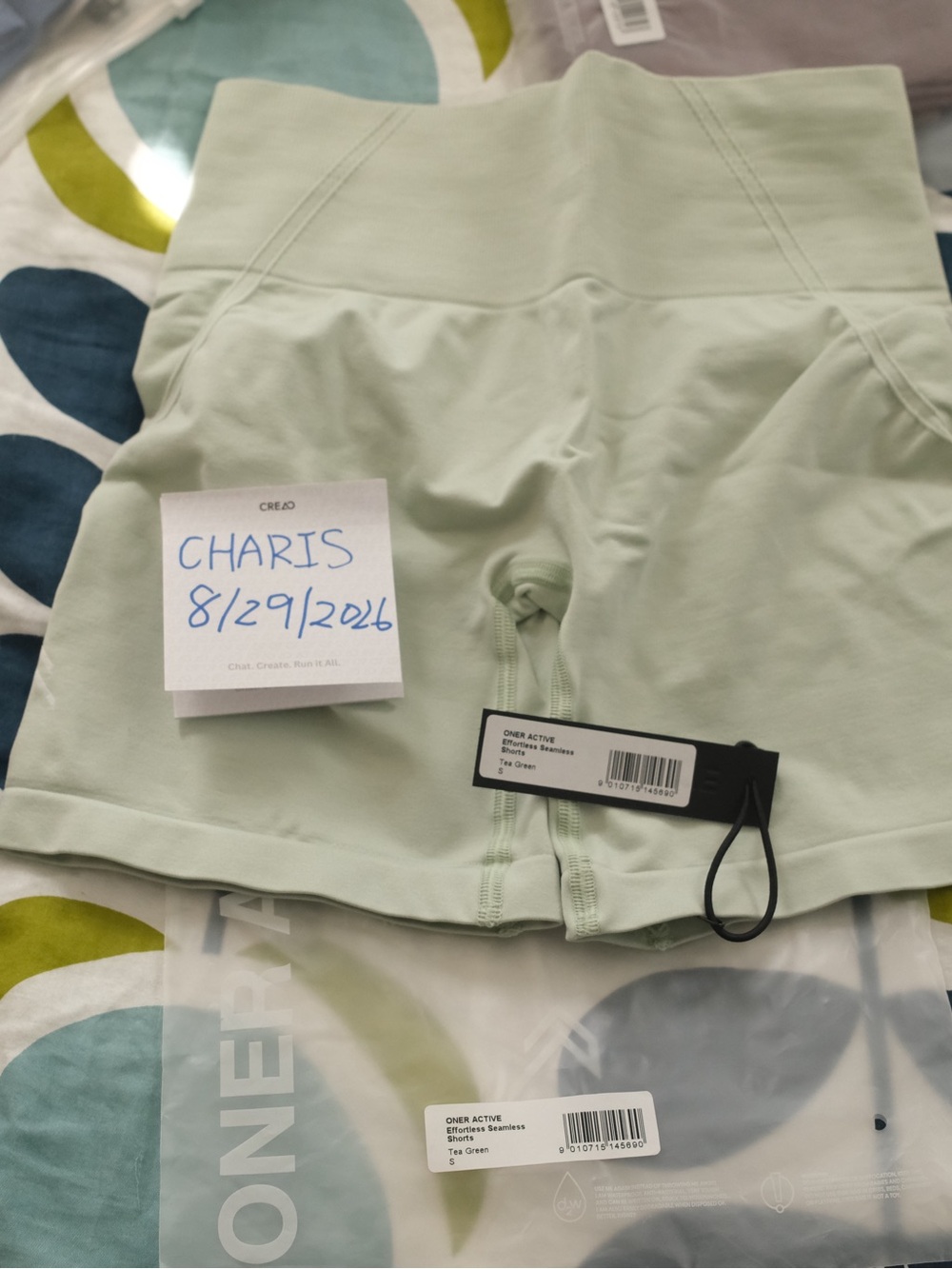 ONER Active Tea Green Effortless Shorts NWT S